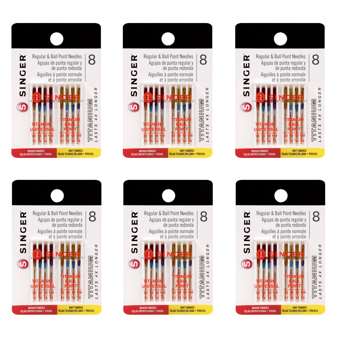 SINGER® Universal Regular & Ball Point Titanium Needles, 48ct.